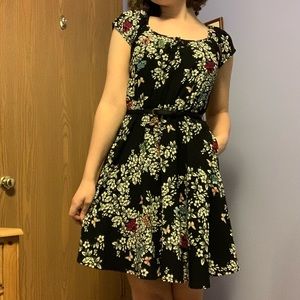 Lauren Conrad Black Floral Dress With Pockets